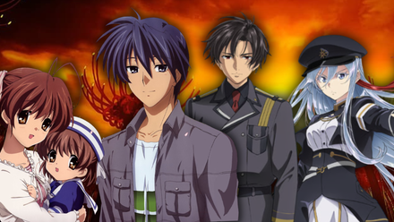 Clannad and 86 Eighty-Six anime charcaters in front of a Clannad Background - Anime Featured Image