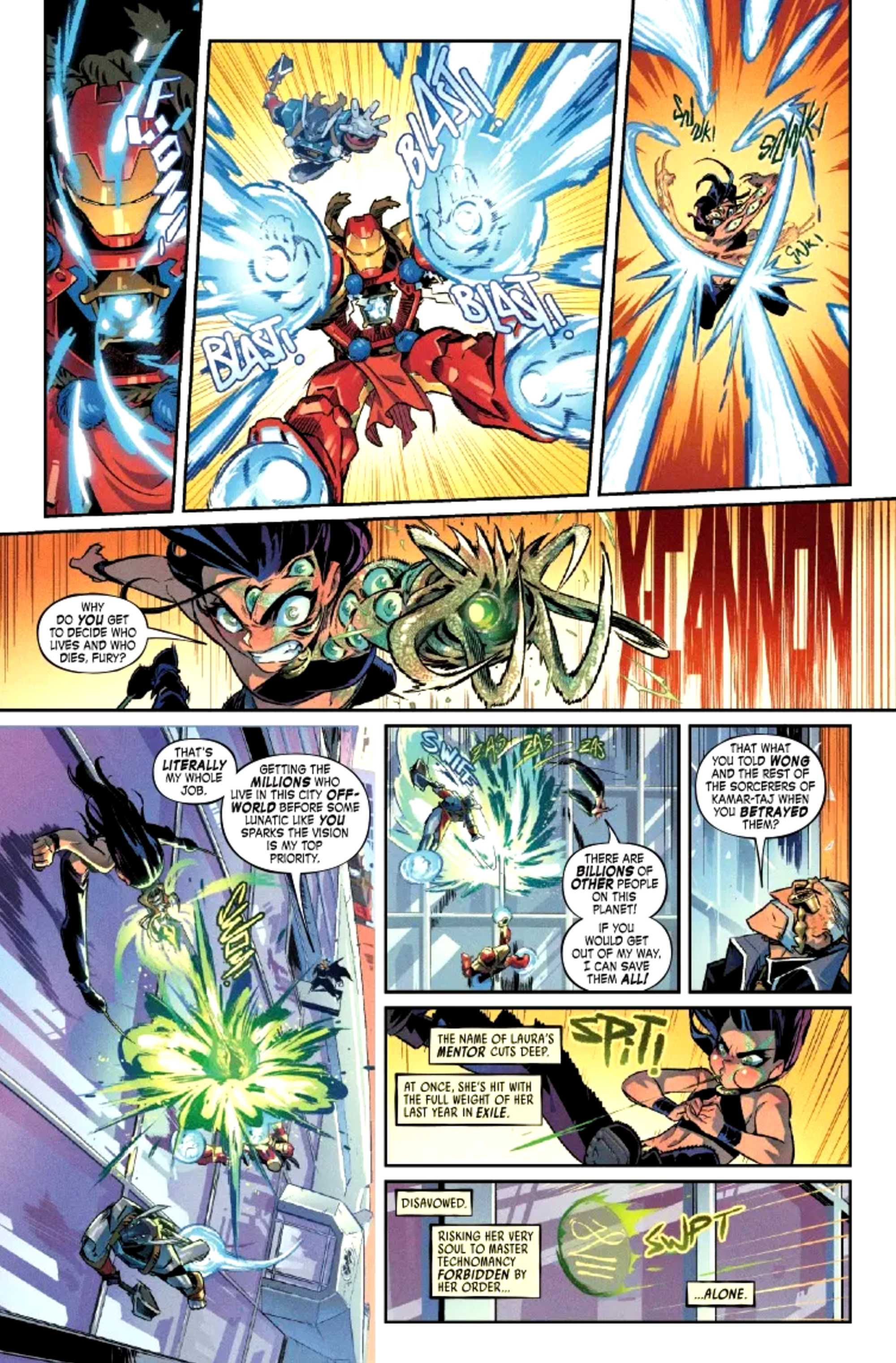 MARVEL MANGAVERSE WEB OF BLOOD 1 VISTA PREVIA, PÁGINA 2, MOSTRANDO A LA HIJA DE WOLVERINE, LAURA KINNEY, COMO ARMA-XTREMIS
