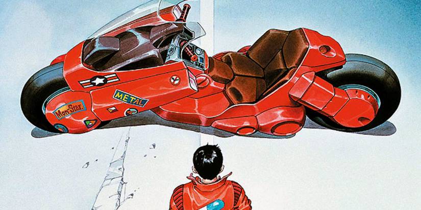 Akira movie poster featuring Kaneda walking towards his iconic red bike.