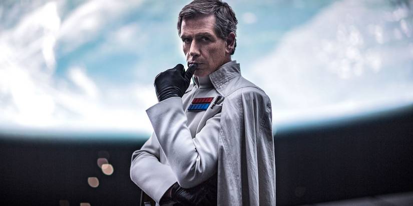 Orson Krennic in Rogue One: A Star Wars Story in front of a planet