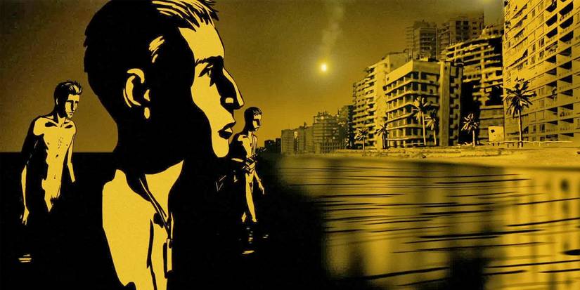 A man walking towards a beach in Waltz With Bashir.