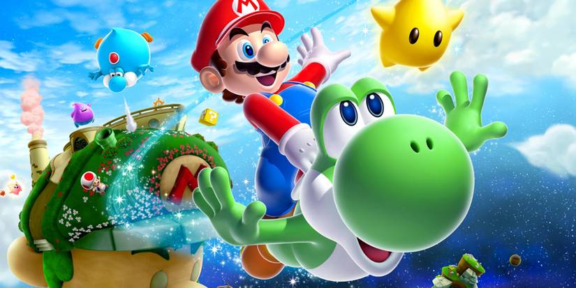 Yoshi and Mario in Super Mario Galaxy 2