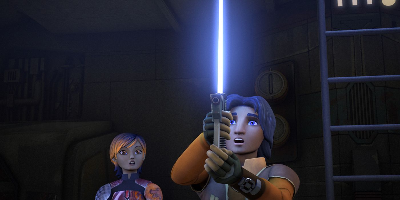 Ezra mostra seu novo sabre de luz em Star Wars Rebels