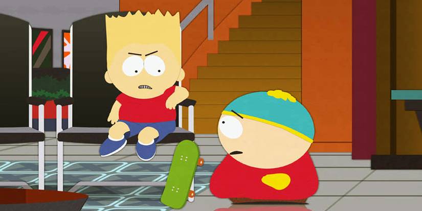 Cartman talking to Bart Simpson in South Park