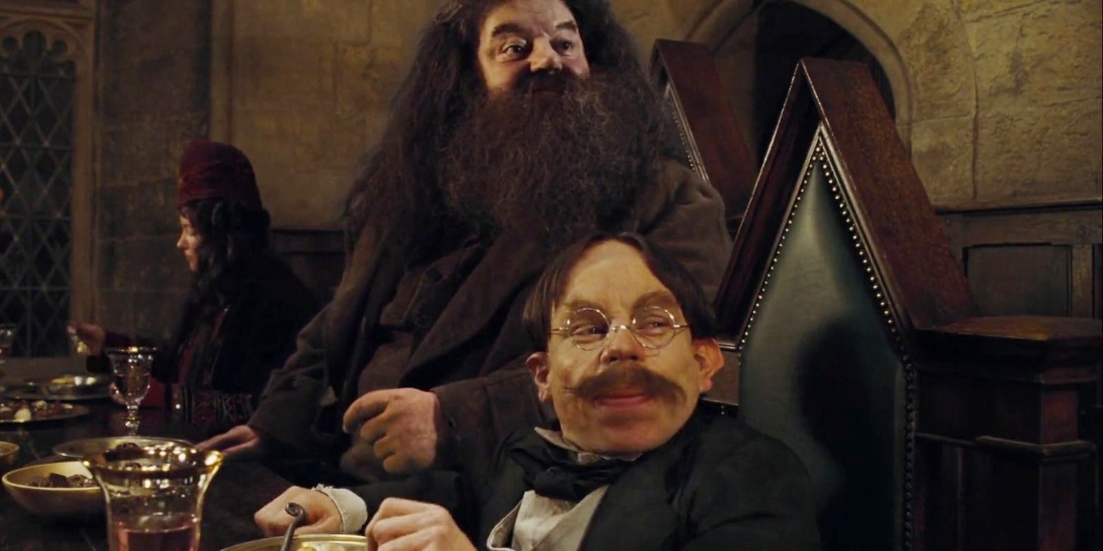 Flitwick e Hagrid em Harry Potter