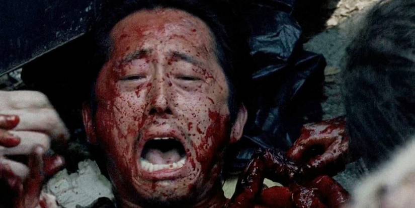 Glenn sendo devorado em The Walking Dead