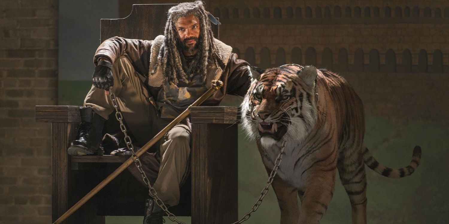 Khary Payton as Ezekiel with his tiger Shiva on The Walking Dead
