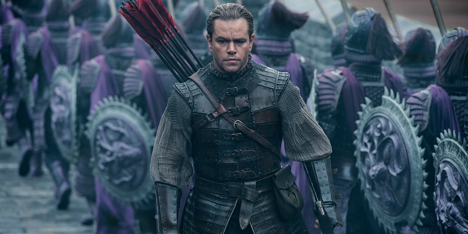 Matt Damon in armor with a quiver full of arrows in The Great Wall 2016