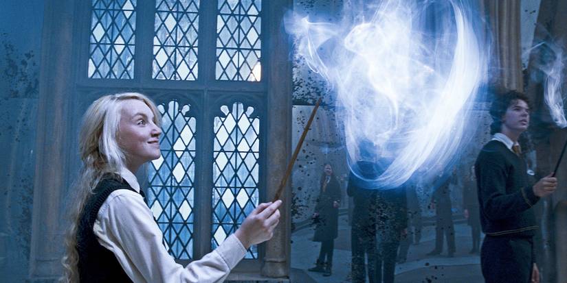 Evanna Lynch as Luna Lovegood Casting A Patronus in the Harry Potter Movies