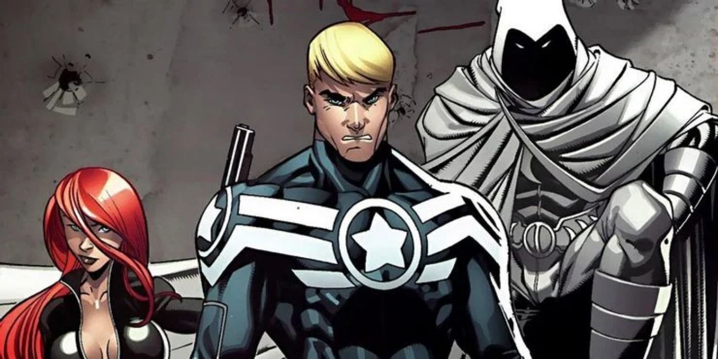 Moon Knight with Steve Rogers and Black Widow in Secret Avengers