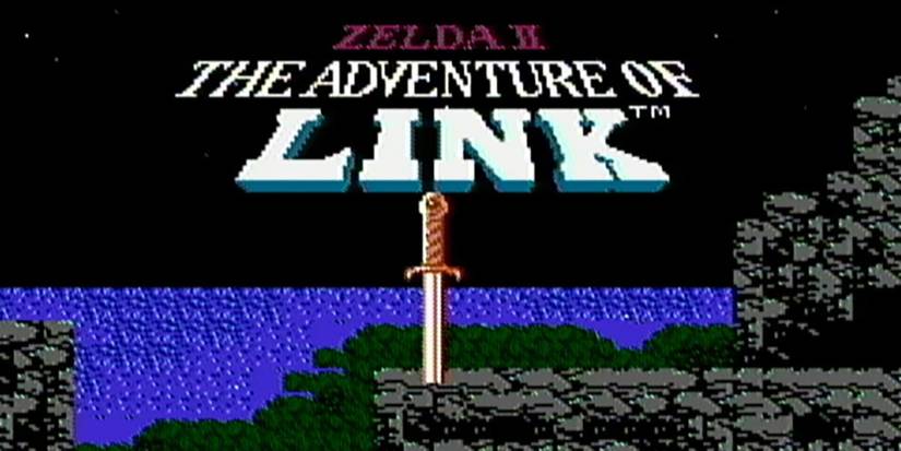  The Adventure of Link, showing a sword planted in a rocky outcrop.