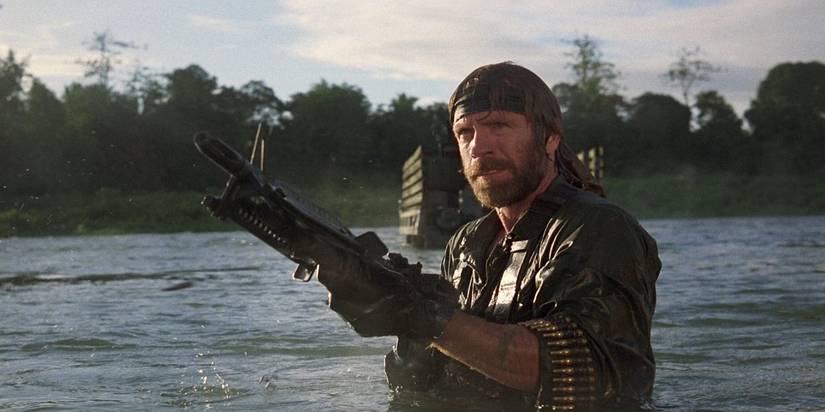 Chuck Norris' 15 Best Movies, Ranked 6 Chuck Norris pointing a gun in Missing In Action