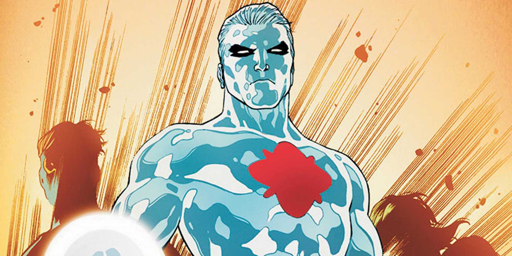 Captain Atom against an organge backgroud in DC Comics