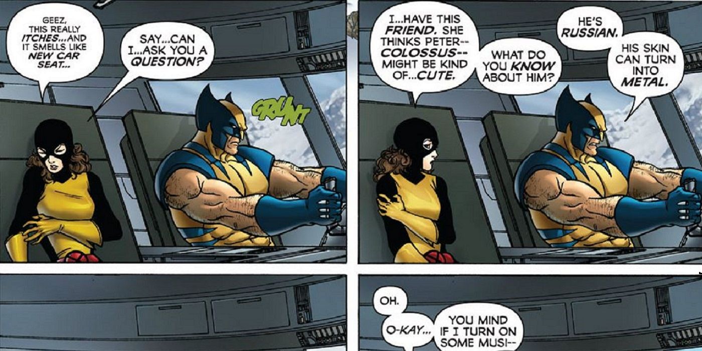 Wolverine and Shadowcat talk about Colossus