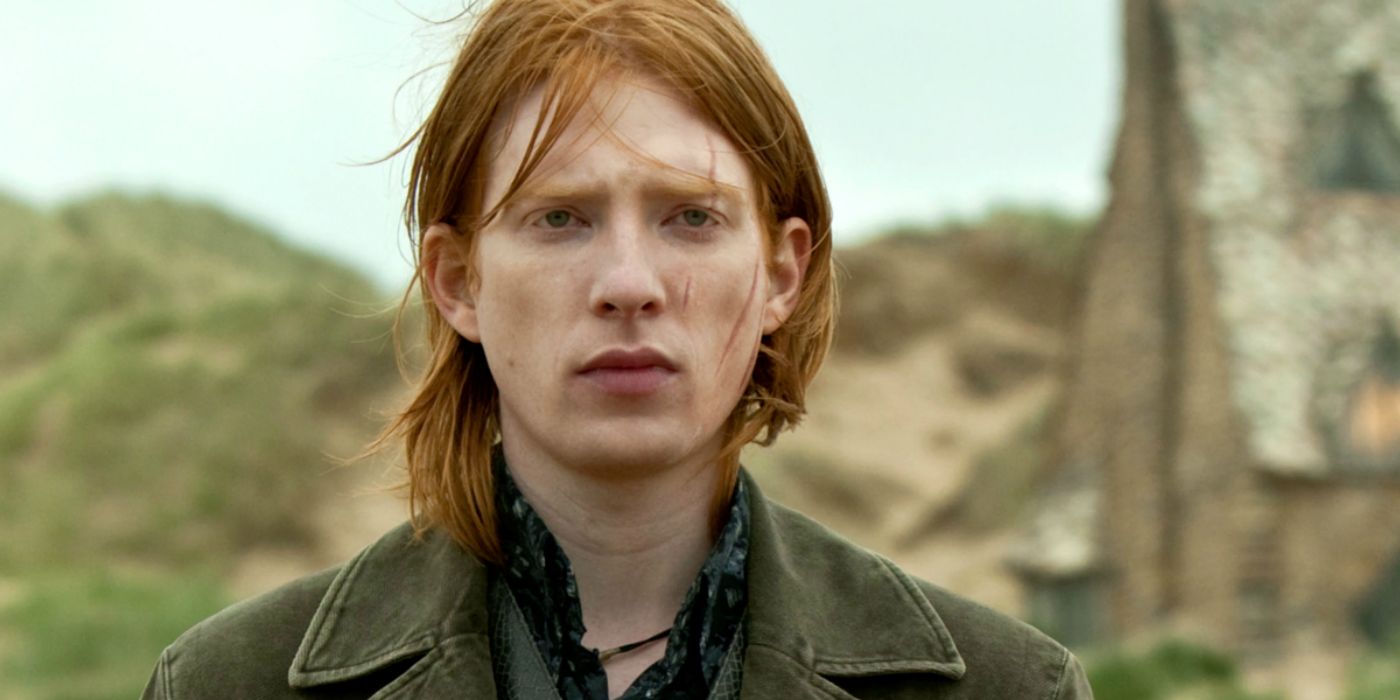 Domhnall Gleeson's Bill Weasley outside of Shell Cottage in Harry Potter and the Deathly Hallows