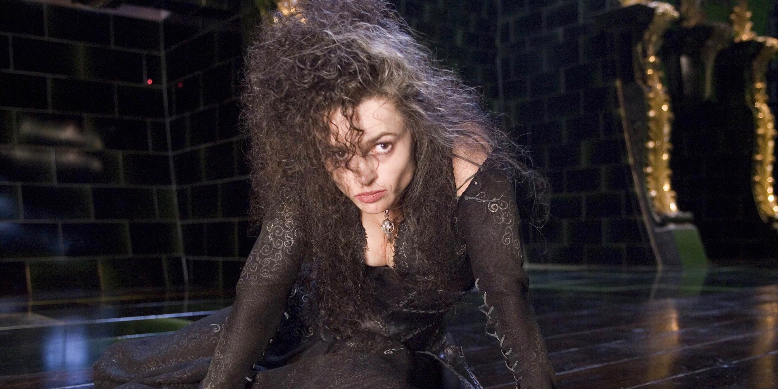 Bellatrix crouching on the floor.