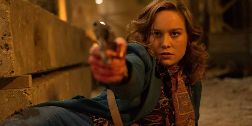 Brie Larson pointing a gun in Free Fire