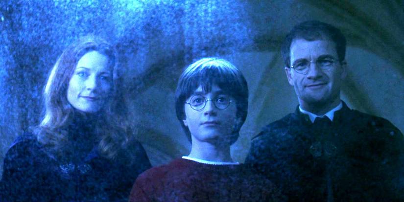 Harry Sees James and Lily Potter behind Him in the Mirror of Erised in Harry Potter and the Sorcerer's Stone