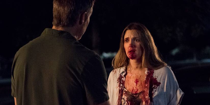 Sheila (Drew Barrymore) talking to someone in Santa Clarita Diet
