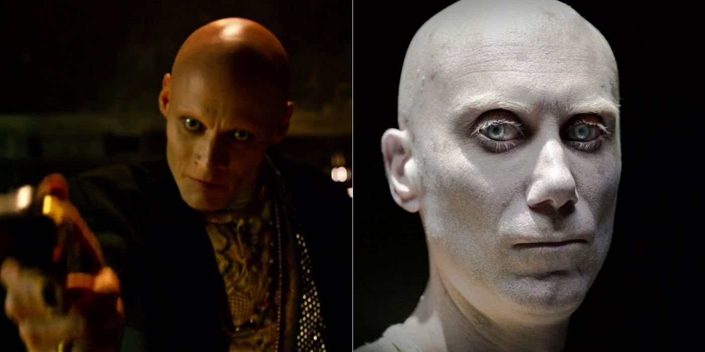 Tomas Lemarquis as Caliban in X Men Apocalypse and Stephen Merchant as Caliban in Logan