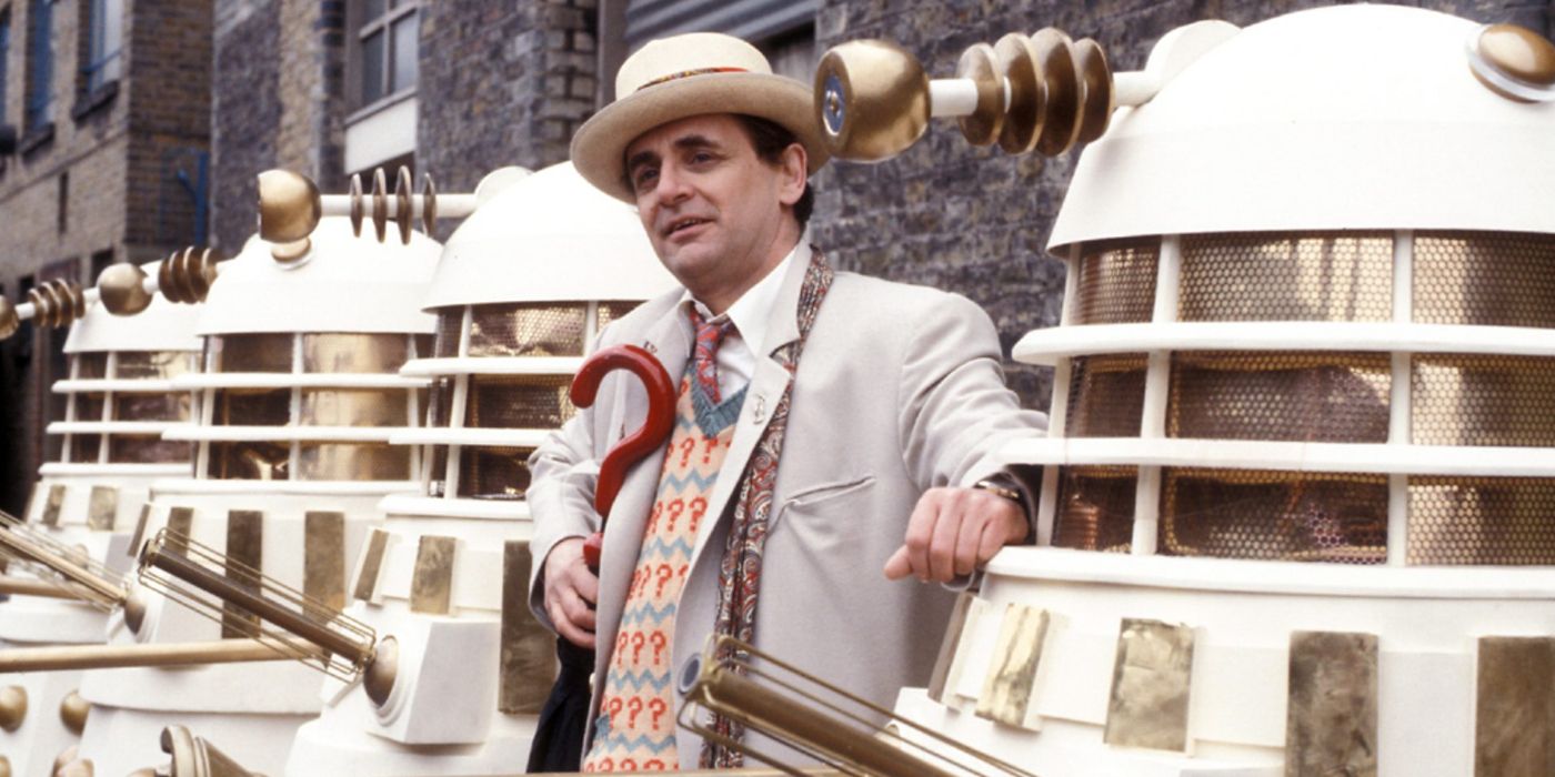 The Seventh Doctor with Daleks