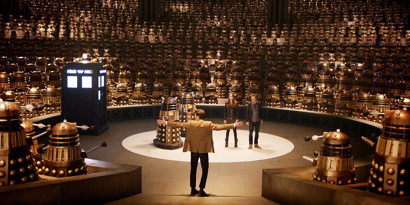 The Doctor faces his enemies in "Asylum of the Daleks"