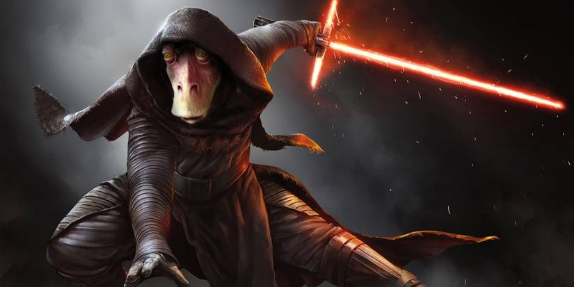 Fan art of Jar Jar Binks as Kylo Ren.