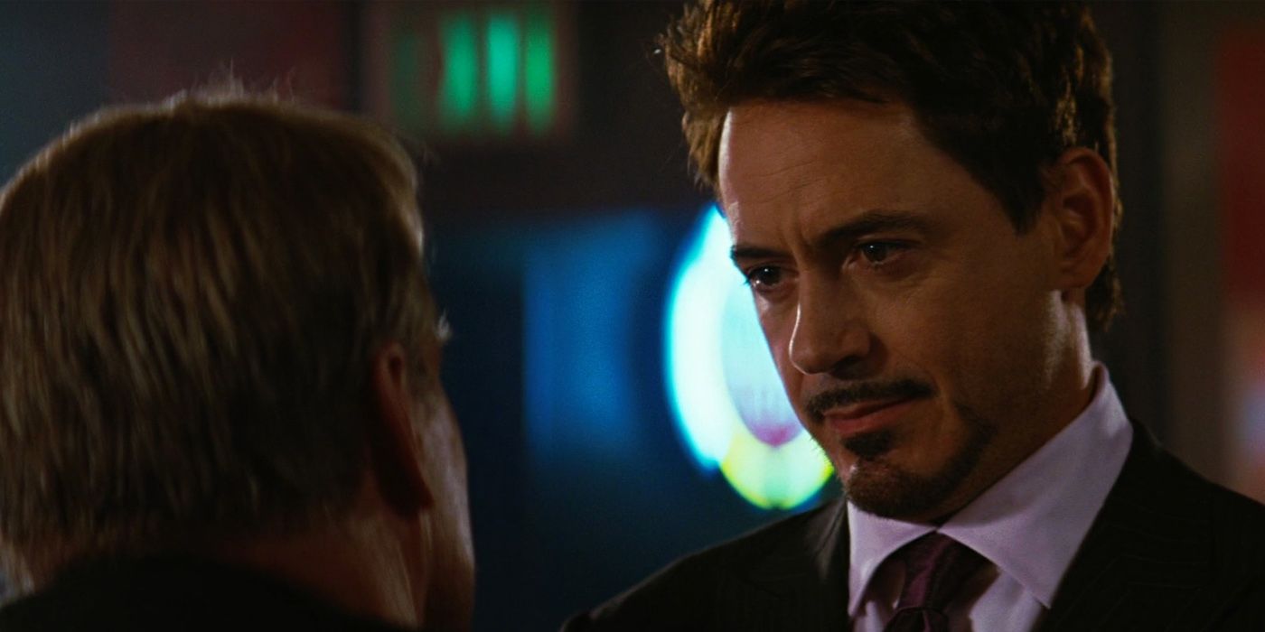 Robert Downey Jr as Tony Stark in The Incredible Hulk looking at General Ross