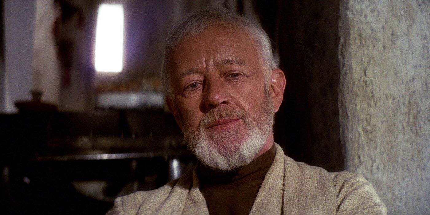 Alec Guinness as Obi Wan Kenobi in Star Wars A New Hope