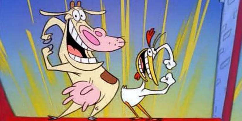 Cow and Chicken dancing in the Cartoon Network series Cow and Chicken