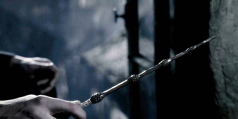 Um close-up da Varinha das Varinhas em Harry Potter.