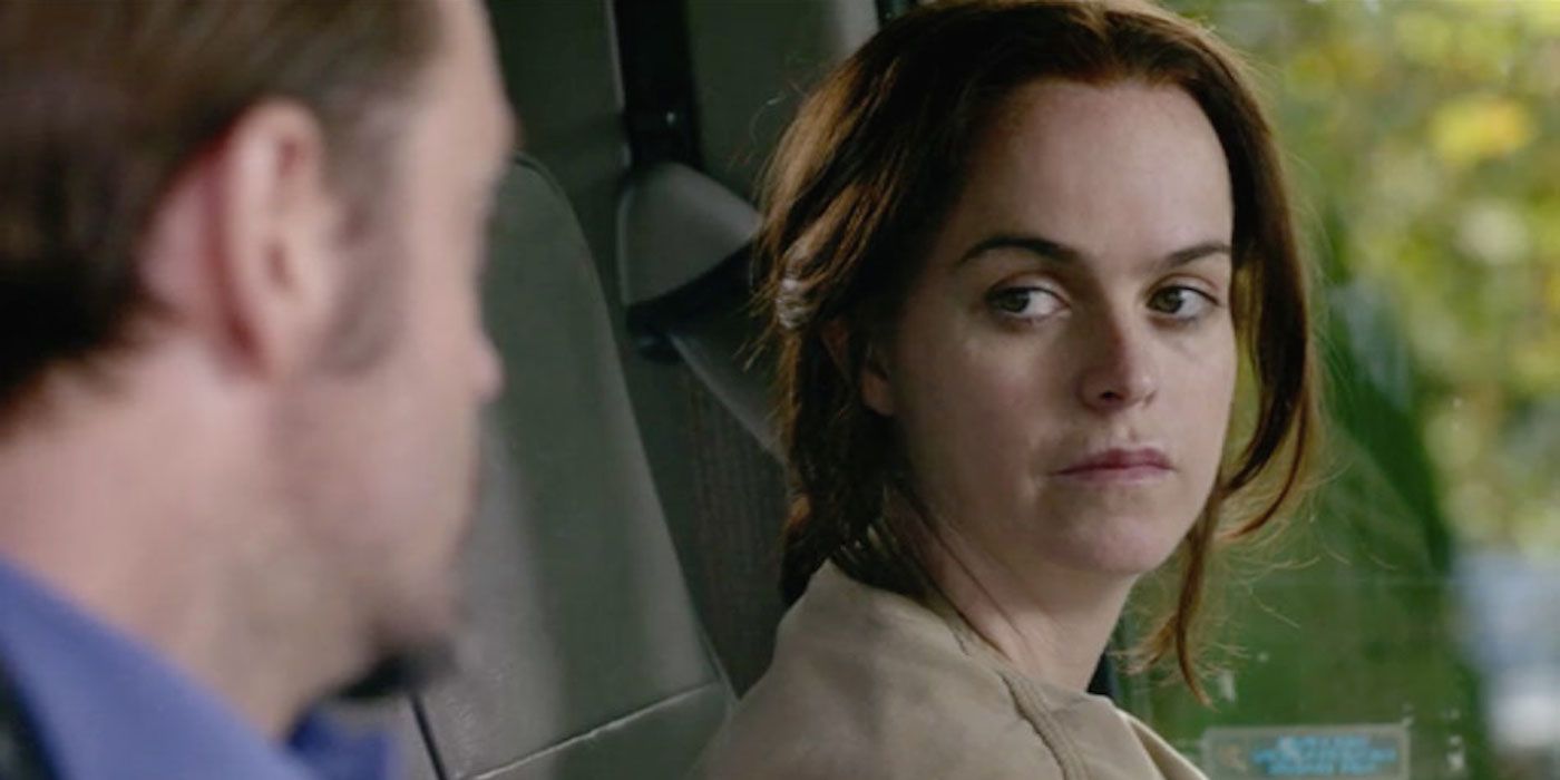 Pennsatucky (Taryn Manning) in a car looking at someone in Orange is the New Black