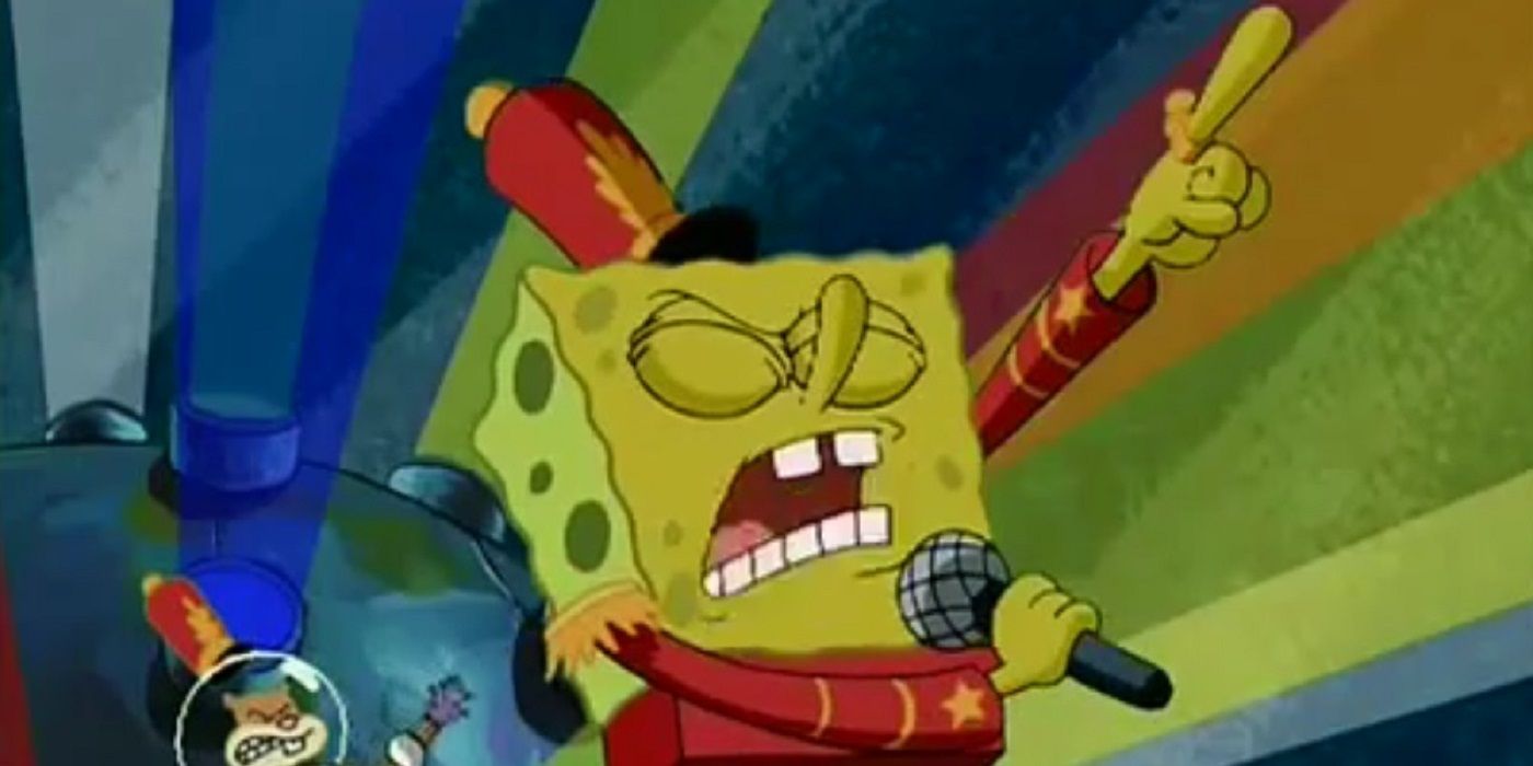 SpongeBob and band singing Sweet Victory
