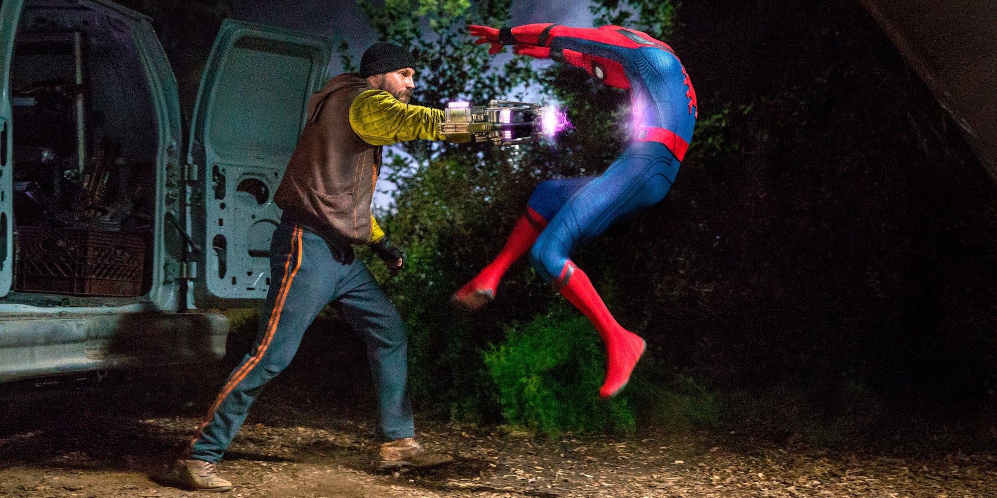 Jackson Brice's Shocker punches Spider-Man in Spider-Man Homecoming