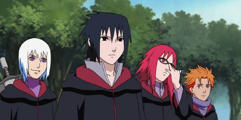 Sasuke com o Time Taka em Naruto