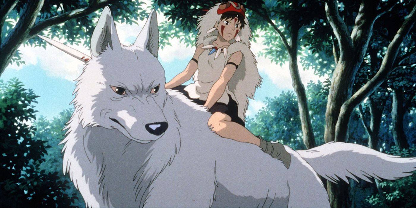 San cavalca un lupo bianco in Princess Mononoke