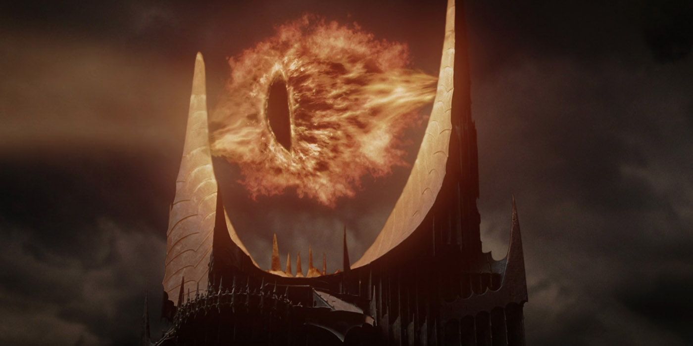 The Eye of Sauron looking out at Mordor in The Lord of the Rings.