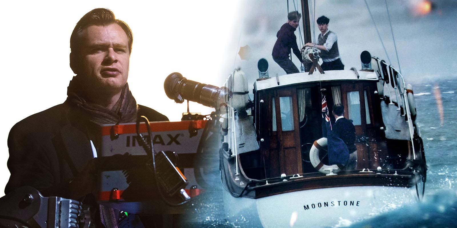 Dunkirk Christopher Nolan with IMAX camera and IMAX poster side by side