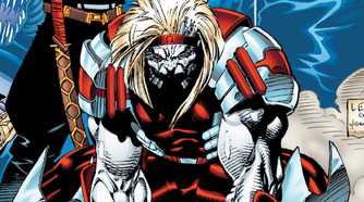 Omega Red crouches and is ready to fight in a Marvel comic.