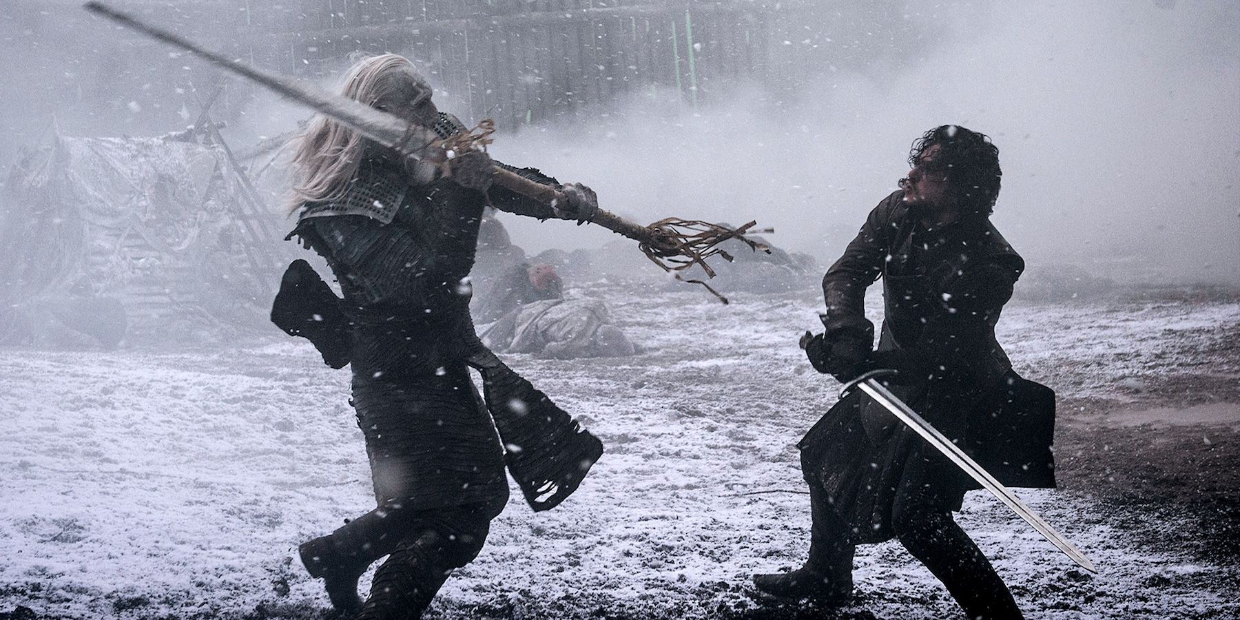 Kit Harington as Jon Snow fighting White Walker in Hardhome Episode of Game of Thrones