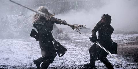Kit Harington as Jon Snow fighting White Walker in Hardhome Episode of Game of Thrones