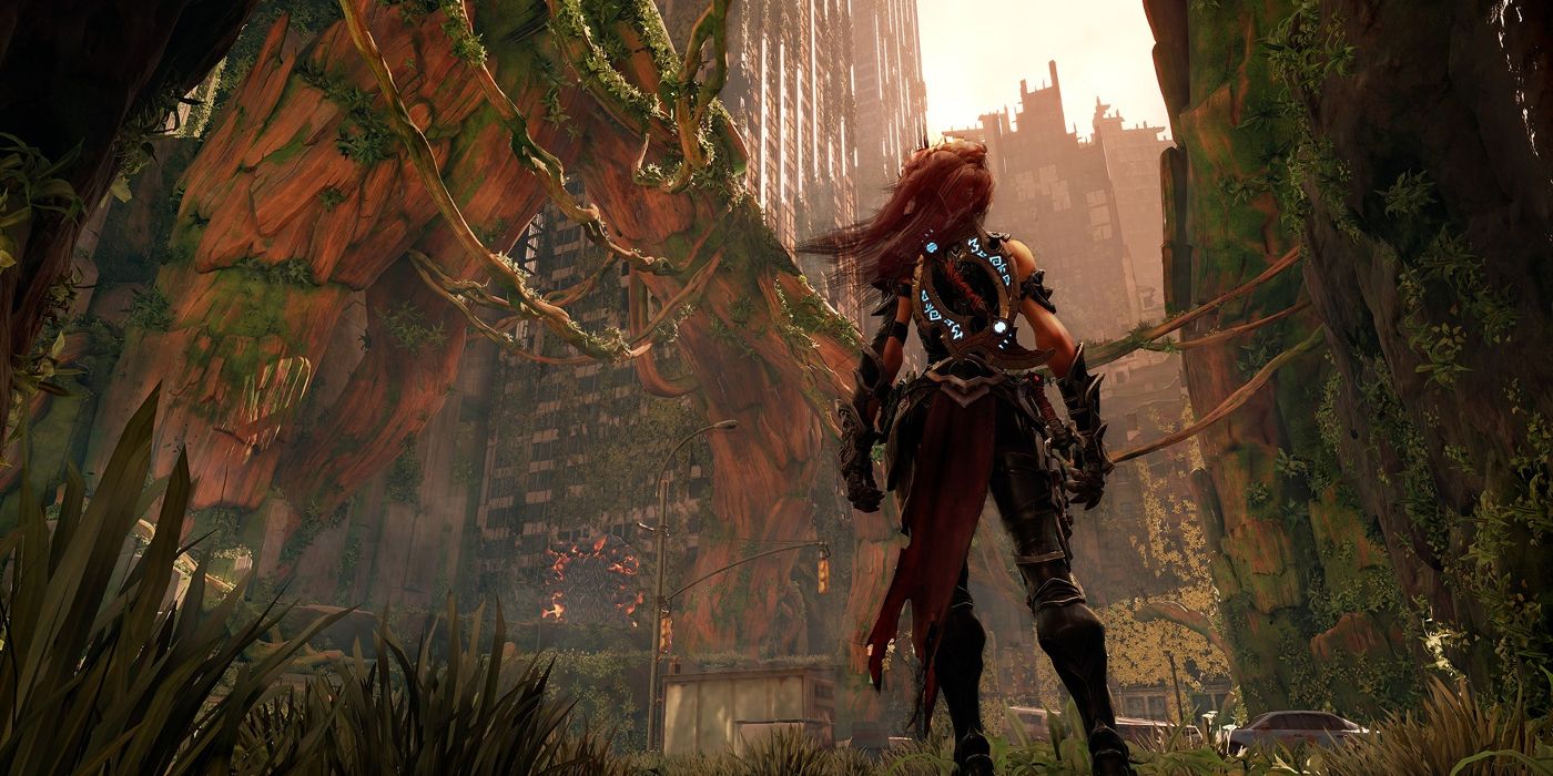 Some promotional art for Darksiders III featuring game protagonist Fury.