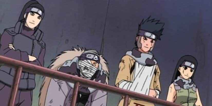 Team Dosu observing the Chunin Exams in Naruto