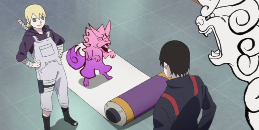 Inojin and Sai compare their drawing jutsu in Boruto