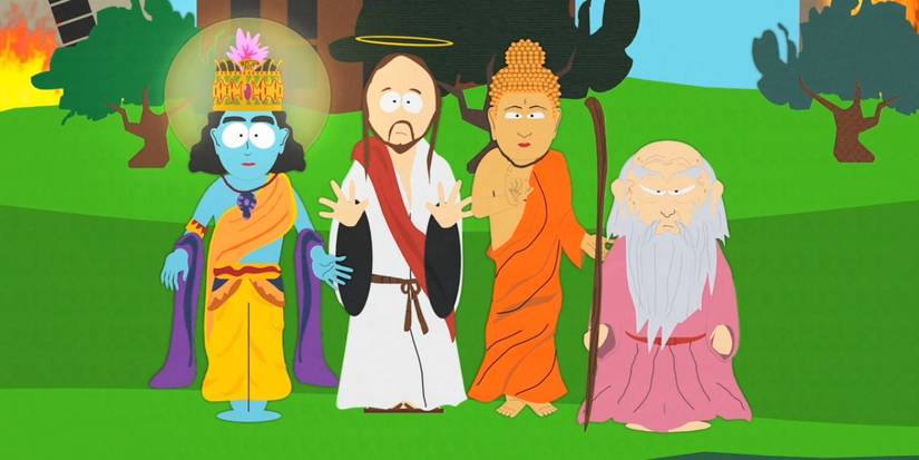 The Super Best Friends standing in the park in South Park