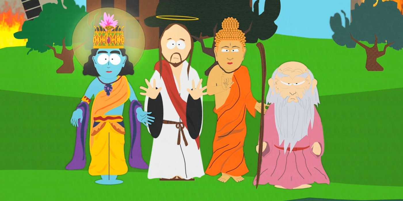 The Super Best Friends standing in the park in South Park
