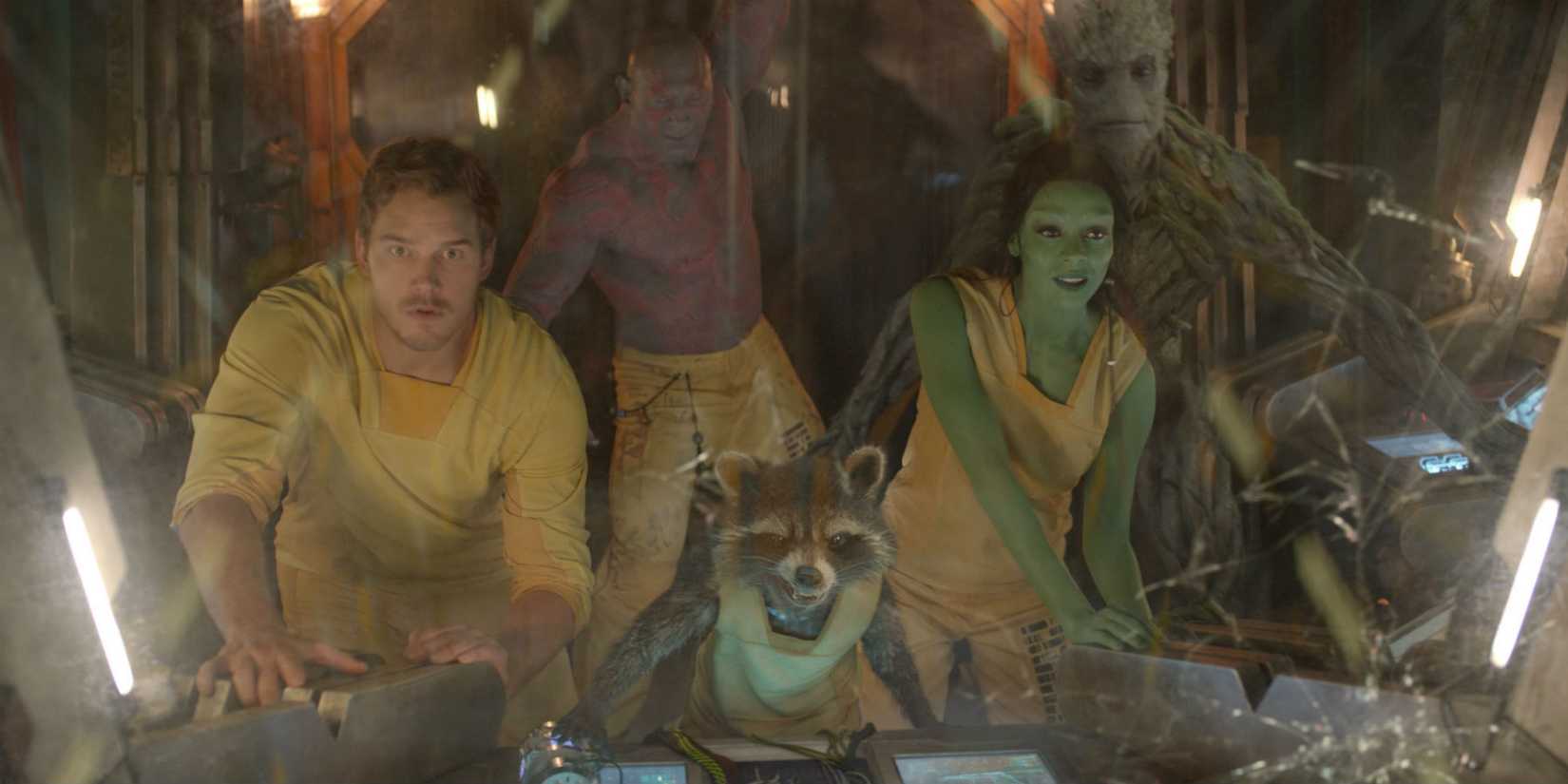 Guardians of the Galaxy - Prison escape scene with the crew all looking offscreen