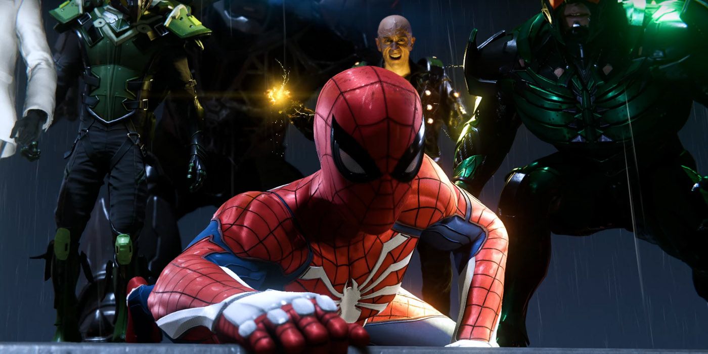 Враги человека паука в фильмах. Spider man ps4 злодеи. Marvel Spider man ps4 Villains. Игра Marvel Spider man Зловещая шестерка. Зловещая шестерка человек паук ps4.