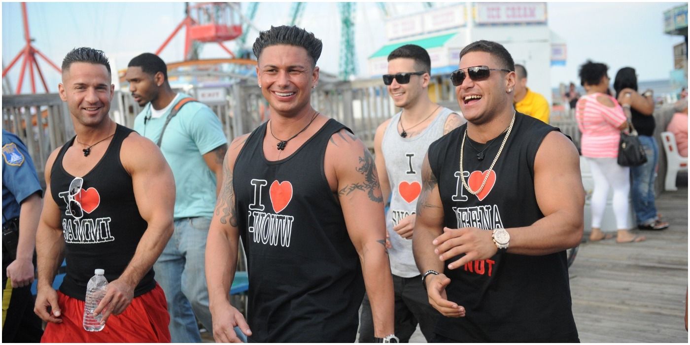 Pauly D, Mike The Situation and Ronnie in Seaside Heights in Jersey Shore