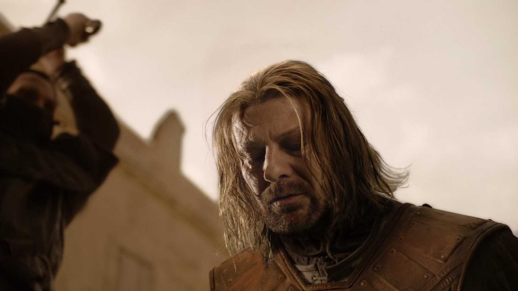 Ned Stark about to be beheaded in Game of Thrones.